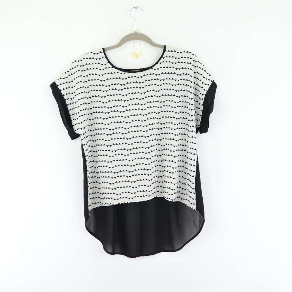 Womens Monteau Geometric Front & Sheer Back Blouse